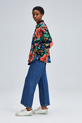 ÇİÇEKLİ PELUŞ BOMBER CEKET ürün fotoğrafı