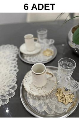 Flora model Dekoratif Güpür Dantel 6'lı Kahve Kokteyl Sunum Peçetesi ürün fotoğrafı