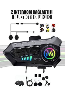 2 Intercom Bağlantılı Su Geçirmez Motosiklet Kask Bluetooth 5.3 300m Intercoom 2.000mah ürün fotoğrafı