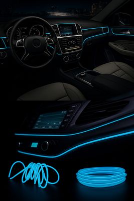 Araç Içi Aydınlatma Ip Şerit Torpido Led Ip Neon Dekoratif Buz Mavisi 2 Metre ürün fotoğrafı