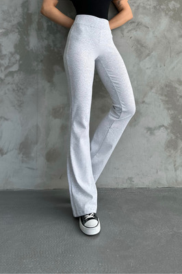 Gri Beli Fitilli Ispanyol Paça Tayt ürün fotoğrafı