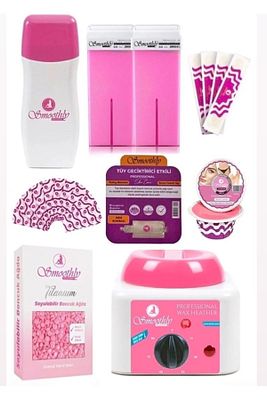Pink Set Boncuk Ağda Kuaför Ağdası Sir Ağda Makineli Büyük Ağda Seti ürün fotoğrafı