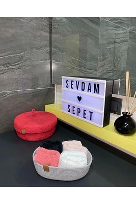 Gri Küçük Boy - Mini Havlu Sepeti, Dekoratif Sepet, Pamuk Ip, Kordon Ip ürün fotoğrafı