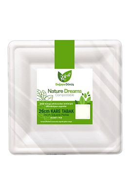 Doğaya Dönüşümlü Kare Karton Tabak 26cm 6lı ürün fotoğrafı