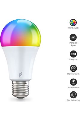 Akıllı Led Ampul, Wifi, 9w-titreşimsiz-16.7 M. Renk, Uzaktan Ve Sesli Kontrol, Doğal Sarı Ve Beyaz ürün fotoğrafı
