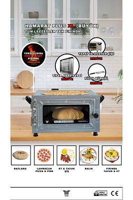 Tifer Plus Xl Büyük Boy Fırın (PİZZA, BAZLAMA, LAHMACUN, KEBAP, SEBZE KÖZLEME FIRINI) ürün fotoğrafı