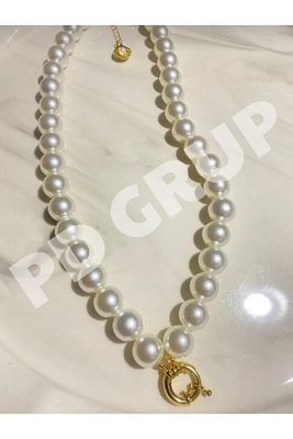 İnci gemici kilit sistem kolye, altin takılan kolye ,altin takılan klipsli kolye ürün fotoğrafı