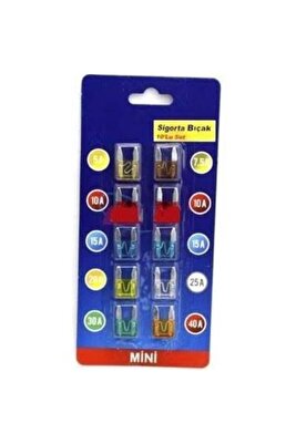 Oto Araç Bıçak Sigorta Seti Mini Sigorta 10'lu Set 5 - 7,5 - 10 - 15 - 20 - 25 - 30 - 40 Amper ürün fotoğrafı