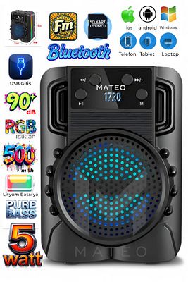 LED Işıklı Bluetooth Kablosuz Hoparlör | Taşınabilir Şarjlı Speaker | USB TF Kart Destekli | FM ürün fotoğrafı
