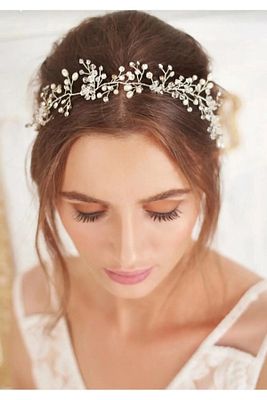 Gelin Saç Aksesuarı Gelin Tacı Incili Gelin Tacı Kristal Gelin Saçı Aksesuarı ürün fotoğrafı