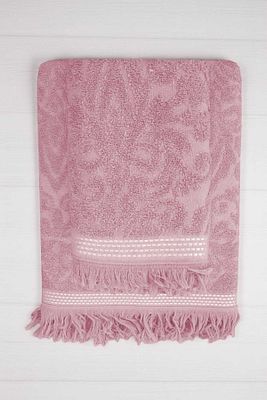 2 Parça Jakarlı Banyo Havlu Takımı amp;#37;100 Pamuklu 90x150 Cm Arden Pembe ürün fotoğrafı