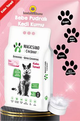 Bebek Pudralı Kalın Taneli Kedi Kumu 20 Lt ürün fotoğrafı