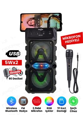 Outdoor Parti Hoparlörü Bluetooth Hoparlör 3 Inç × 2 Kablosuz Speaker Ses Bombası Radyo-usb-tf Giriş ürün fotoğrafı