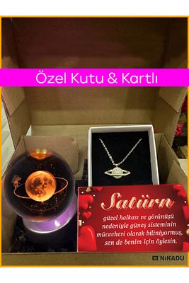 Renk Değiştiren Led Işıklı Cam Satürn Kız Küre Dolunay Lamba Kristal Top ürün fotoğrafı