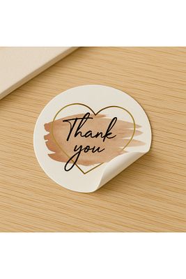 Thank You Sticker 25 Adet Kalpli Kuşe Etiket | Yuvarlak & Yapışkanlı Hediye Paketleme Butik Etiketi ürün fotoğrafı