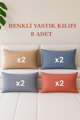 8 Adet Kapaklı 4 Farklı Renk Yastık Kılıfı ürün fotoğrafı