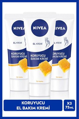 Koruyucu El Bakım Kremi Bal Mumu 75ml, Nemlendirici, Yağlı His Bırakmaz, Gül Kokusu, X3 Adet ürün fotoğrafı
