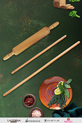 Zümrüt Serisi Ahşap Hamur Açma Oklavası Merdanesi Hamur Şekillendirici 3 Lü Set Zmrset2 ürün fotoğrafı