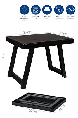 Katlanır Plastik Sehpa Antrasıt-kamp Masası. ürün fotoğrafı