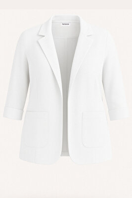 Kadın Blazer Ceket | Beyaz | Büyük Beden | 7 Renk | Takım Elbise Uyumlu ürün fotoğrafı