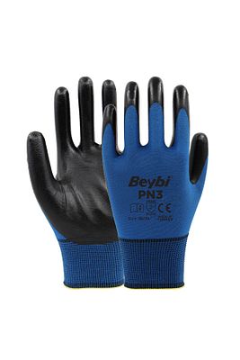 Pn3 Mavi Polyester Örme Nitril Eldiven 12 Çift ürün fotoğrafı