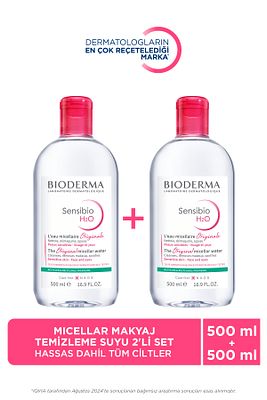 Sensibio H2O Micellar Makyaj Temizleme Suyu 2'li Set Hassas ve Tüm Ciltler Yüz ve Göz Çevresi 500 ml ürün fotoğrafı