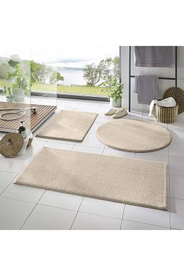 3'lü Banyo Paspası Halısı Peluş Halı Klozet Takımı Bej 50x90-50x60--50x50(YUVARLAK) ürün fotoğrafı