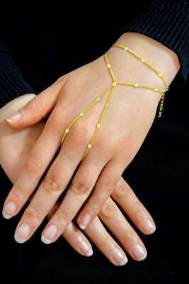 Gümüş altın yaldızlı pullu gurmet zincirli çift sıra şahmeran SGTL12499GOLD ürün fotoğrafı