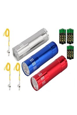 Deprem Çantası Seti 3 Adet Metal Düdük 9 Adet Pil 3 Adet El Feneri Acil Durum Yardım Seti ürün fotoğrafı