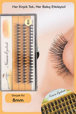 Nesura Tekli Demet Kirpik Takma Kirpik Gerçek Kıl 8mm 5li Sıra ürün fotoğrafı