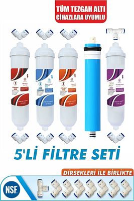 Tüm Kapalı Kasa Su Arıtma Cihazları Ile Uyumlu Ihlas Aura Cebilon 5'li Su Arıtma Filtre Seti ürün fotoğrafı