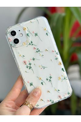 Iphone 11 Uyumlu Krem Çiçek Desenli Kameralar Korumalı Kılıf ürün fotoğrafı
