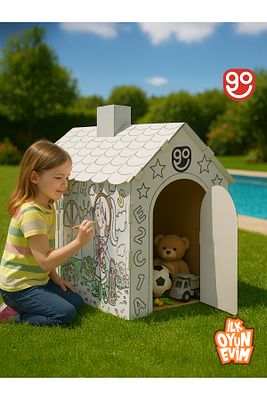 İlk Oyun Evim Xxl Boy Dayanıklı Karton Boyama Aktivite Evi Boyanabilir Karton Çadır boyama evi ürün fotoğrafı