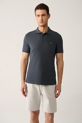 Erkek Antrasit %100 Pamuk Serin Tutan Polo Yaka T-shirt E001004 ürün fotoğrafı