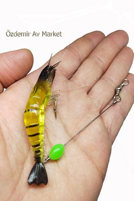 Karides Shrimp Sahte Silikon Balık Yemi Fosforlu Kancalı 7.5 Cm ürün fotoğrafı