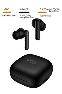 T13 Anc 4 Mikrofon Bluetooth 5.3 Kablosuz Kulaklık Siyah Aktif Gürültü Engelleyici ürün fotoğrafı