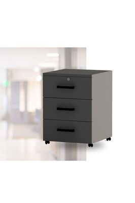 Anka Ofis, 3 Çekmeceli Kilitli, Hareketli Keson - Antrasit ürün fotoğrafı