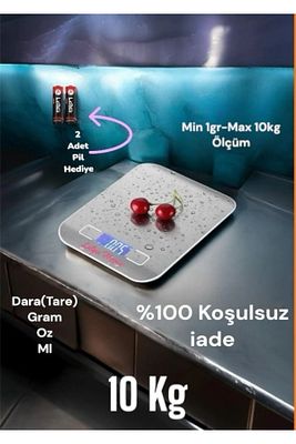 10 Kg Platin Mutfak Terazisi Dijital Tartı Hassas Lcd Ekranlı 1gr-10kg ürün fotoğrafı