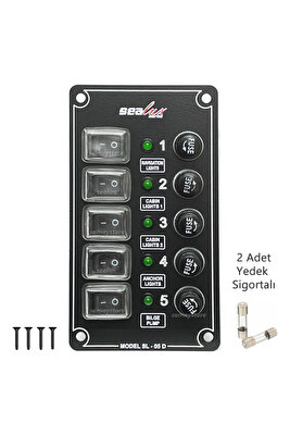 5 Anahtarlı Izoleli Dikey Swıtch Panel / Tekne Ve Karavan Sigorta Paneli / Elektrik Kumanda Paneli ürün fotoğrafı