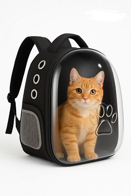 Siyah El Ve Sırt Çantası 2 Fileli Cep 9 Hava Kanallı Kedi Taşıma Çantası ürün fotoğrafı