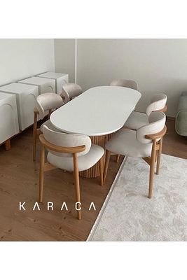 Bohem Masa Takımı Ahşap Masa Takımı 6 Kişilik Masa Sandalye Takımı İskandinav Takım ürün fotoğrafı