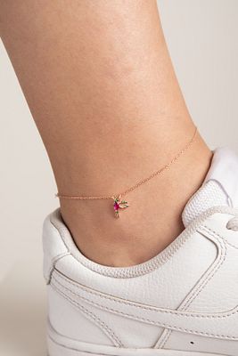 Kadın Ruby Kuş Model 925 Ayar Rose Gümüş Halhal ürün fotoğrafı