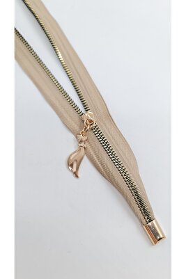 Çanta Fermuarı 35 Cm Bej Gold Aksesuar Elcik Ve Stop Detaylı Kemik Dişli Sağlam Çanta Fermuarı ürün fotoğrafı