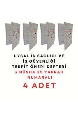 Iş Sağlığı Ve Iş Güvenliği Tespit Öneri Defteri 3 Nüsha 25 Yaprak Numaralı 4 Lü Paket ürün fotoğrafı
