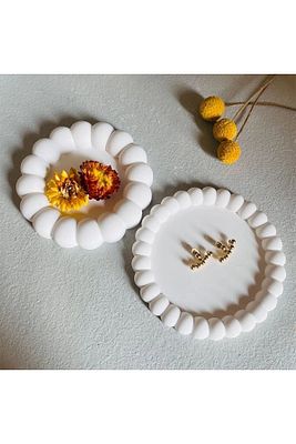 Bubble 2'li Dekoratif Beton Tabak Takı Tabağı Bardak Altlığı ürün fotoğrafı