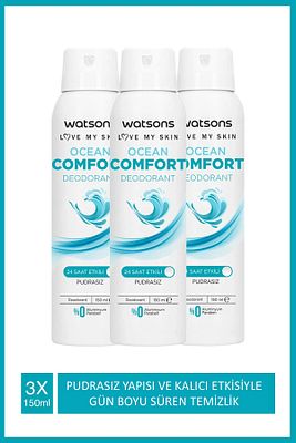 Ocean Comfort 24 Saat Etkili Pudrasız Deodorant Sprey 150 ml X3 Adet ürün fotoğrafı