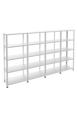 5 Katlı 4'lü Bitişik Galvaniz Çelik Raf - Depo, Arşiv, Kiler, Dosya, Market Rafı 31x75 Cm-200 Cm-0.7 ürün fotoğrafı