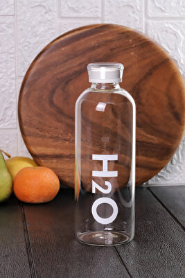 H2O Borosilikat Cam Matara 1L Vakum Kapaklı Su Şişesi Suluk 1000 Ml ürün fotoğrafı