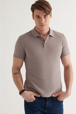 Erkek Koyu Vizon %100 Pamuk Serin Tutan Polo Yaka T-shirt E001004 ürün fotoğrafı