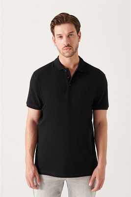 Erkek Siyah %100 Pamuk Serin Tutan Polo Yaka T-shirt E001004 ürün fotoğrafı